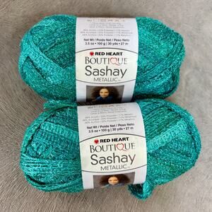 Red Heart Boutique Sashay Metallic Malachite Ruffle Yarn Synthetic Lot of 2 New